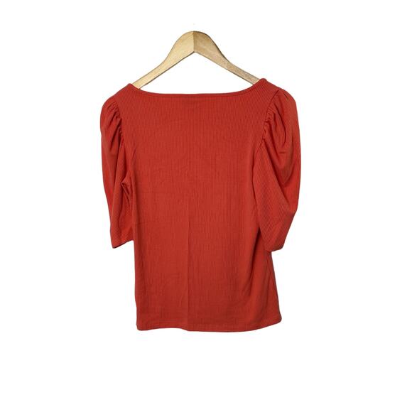 Ann Taylor Scoop Neck Coral Ribbed Short Sleeve Top Women's Size Small - Picture 5 of 6